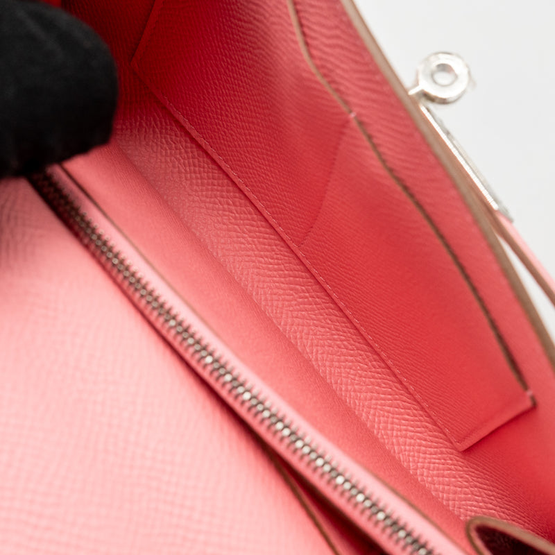 Hermes Classic kelly to go epsom rose confetti SHW stamp Z