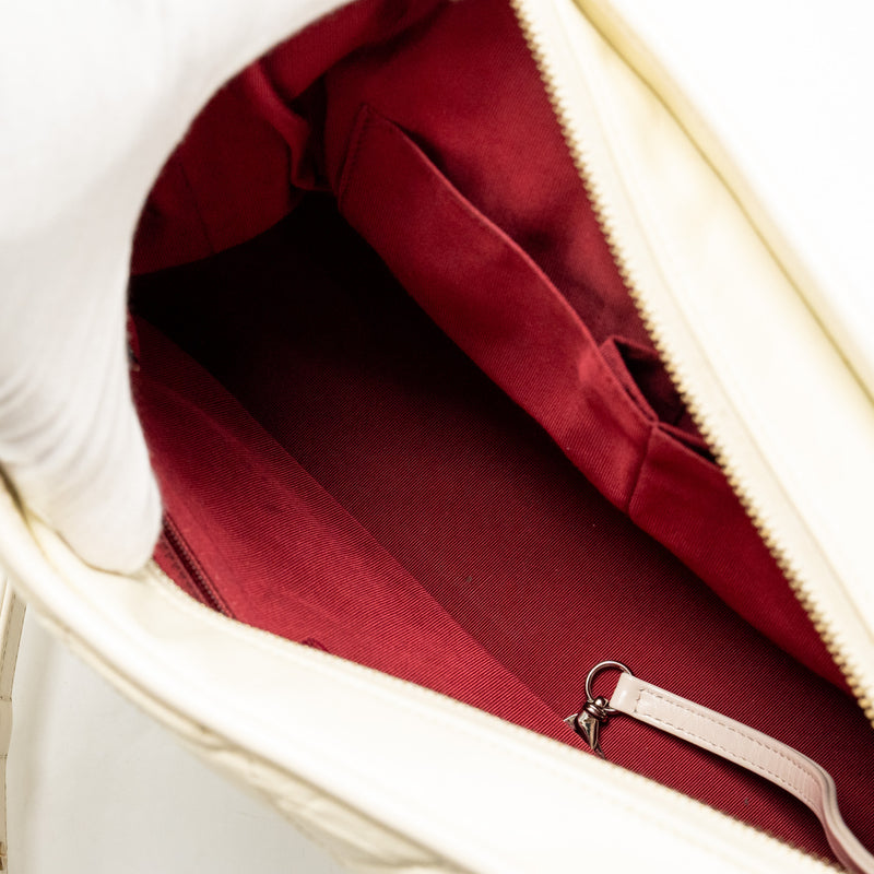 Chanel Large Gabrielle Hobo Bag Aged Calfskin White Multicolour Hardware