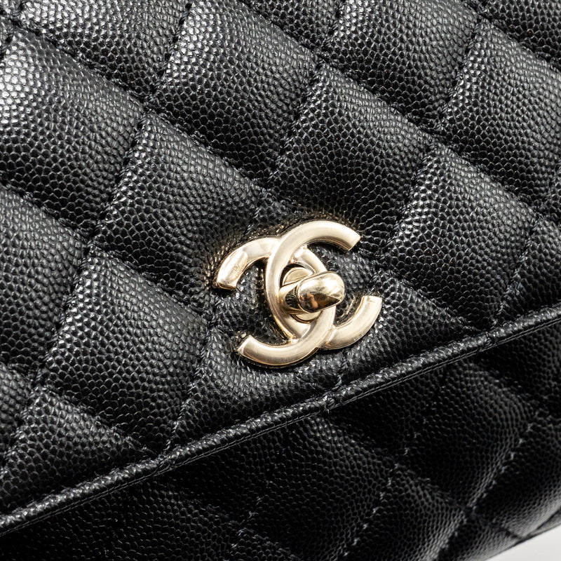Chanel Small Coco Handle Caviar Black LGHW (microchip)