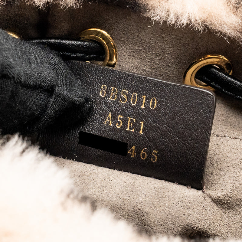 Fendi Mon Tresor Bucket Bag Shearling Zucca Pink/Black GHW