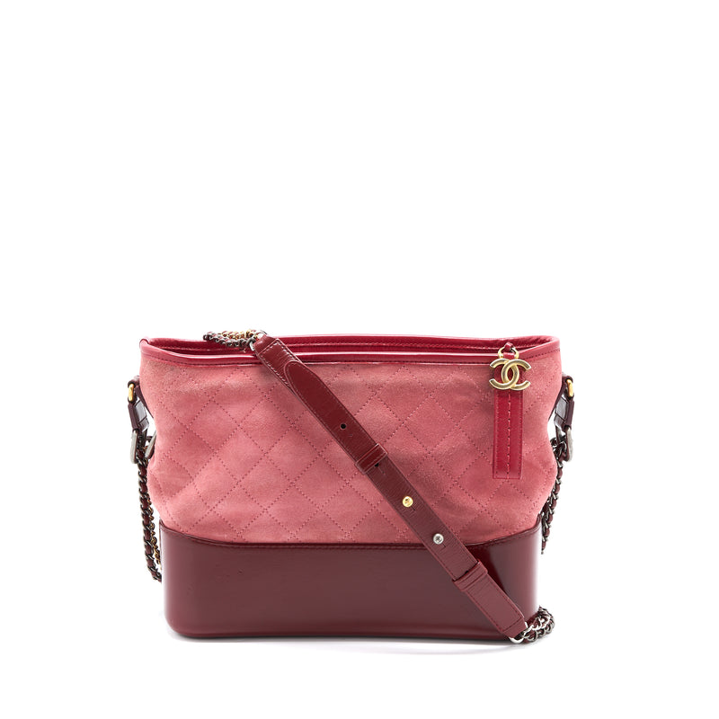 Chanel Large Gabrielle Hobo Bag Suede/Leather Pink Multicolour Hardwar