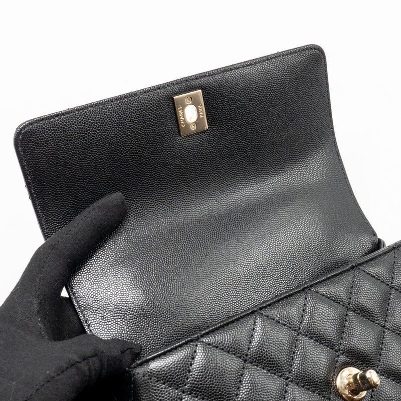 Chanel Small Coco Handle Caviar Black LGHW (microchip)