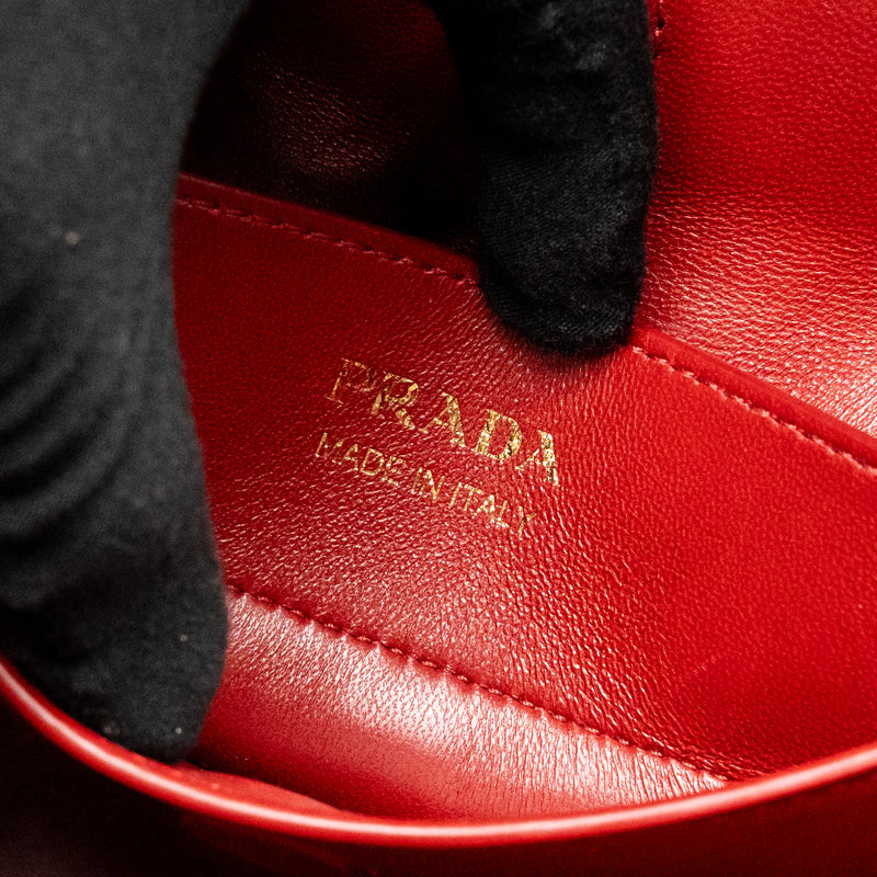 Prada Medium Saffiano Cuir Tote Bag Leather Black/Fuoco GHW