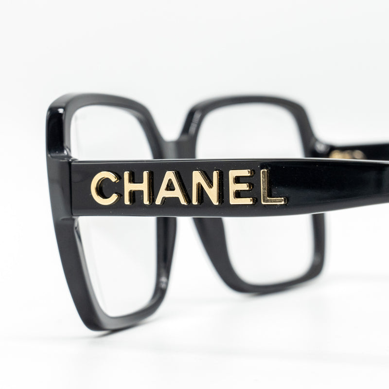Chanel Square Glasses Frame With Chanel Letter Black