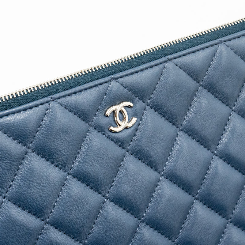 Chanel Classic Quilted Large Clutch Bag Lambskin Navy SHW