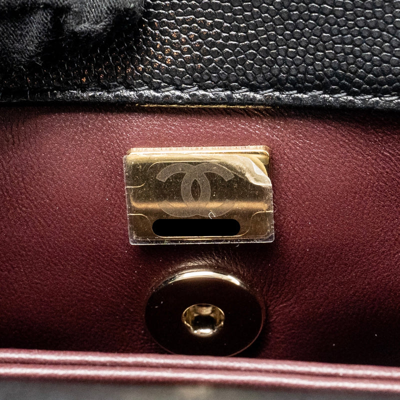 Chanel Small Coco Handle Caviar Black LGHW (microchip)
