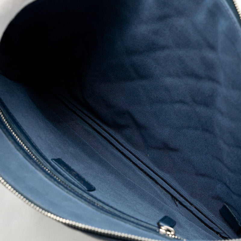 Chanel Classic Quilted Large Clutch Bag Lambskin Navy SHW