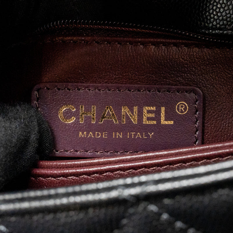 Chanel Small Coco Handle Caviar Black LGHW (microchip)