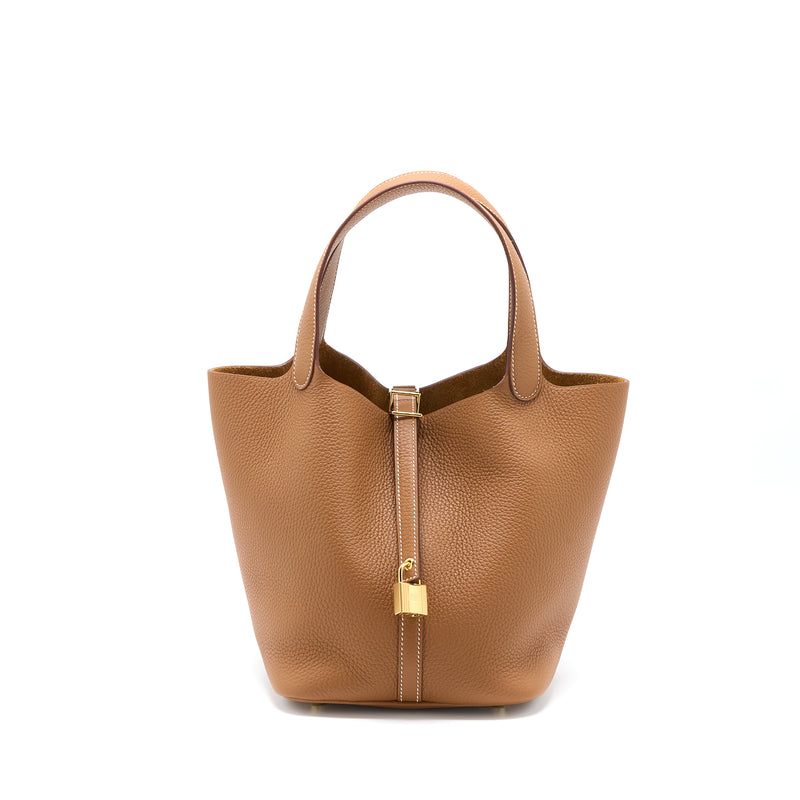 Hermes Picotin 22 Lock Bag Clemence Gold GHW Stamp U