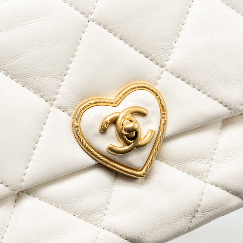 Chanel 23s coco love small flap bag lambskin White GHW (microchip)