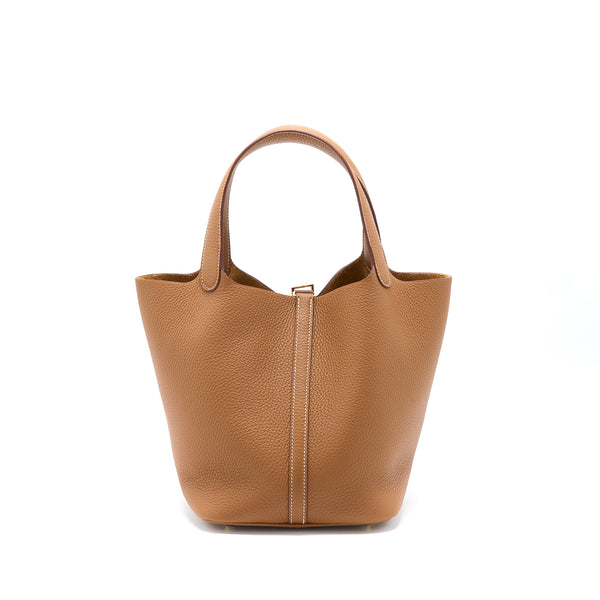 Hermes Picotin 22 Lock Bag Clemence Gold GHW Stamp U