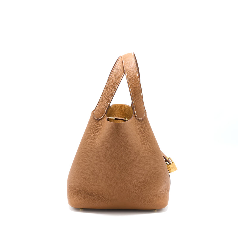 Hermes Picotin 22 Lock Bag Clemence Gold GHW Stamp U