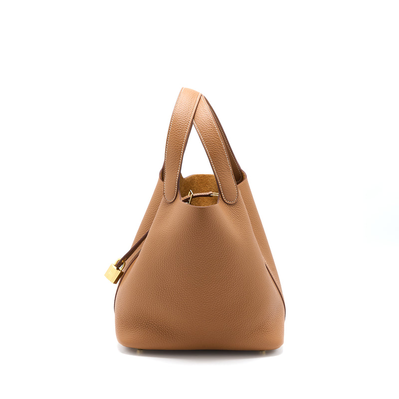 Hermes Picotin 22 Lock Bag Clemence Gold GHW Stamp U