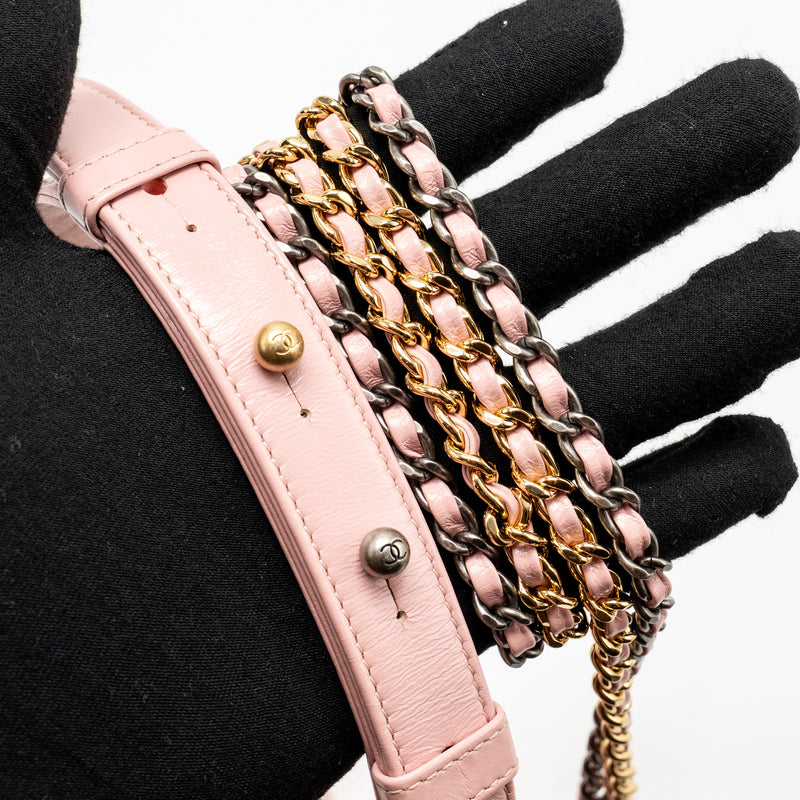 Chanel Small Gabrielle Hobo Bag Tweed/Shiny Calfskin Pink Multicoloured Hardware