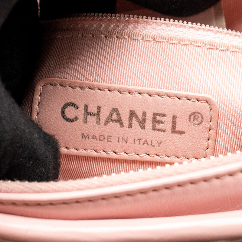 Chanel Small Gabrielle Hobo Bag Tweed/Shiny Calfskin Pink Multicoloured Hardware