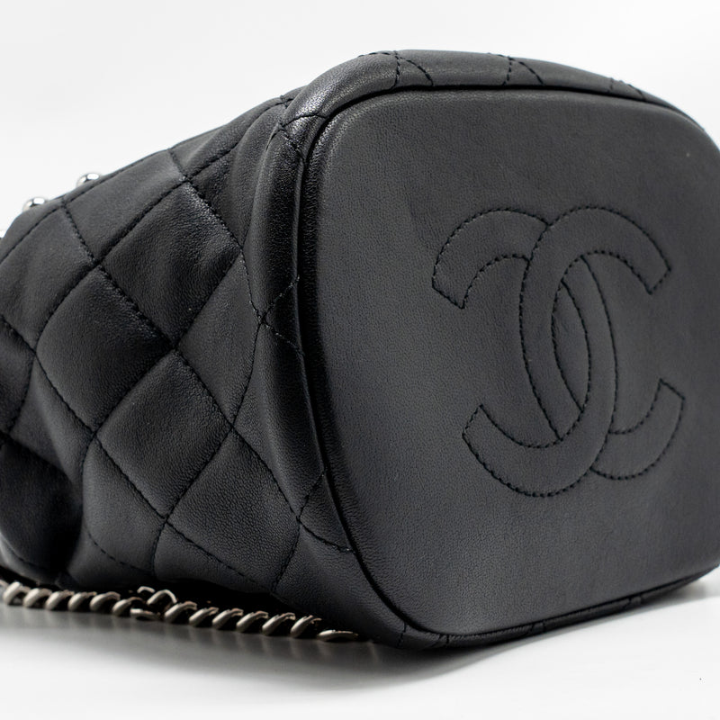 Chanel Quilted Metallic Bubble Backpack Lambskin Black Multicolour Hardware