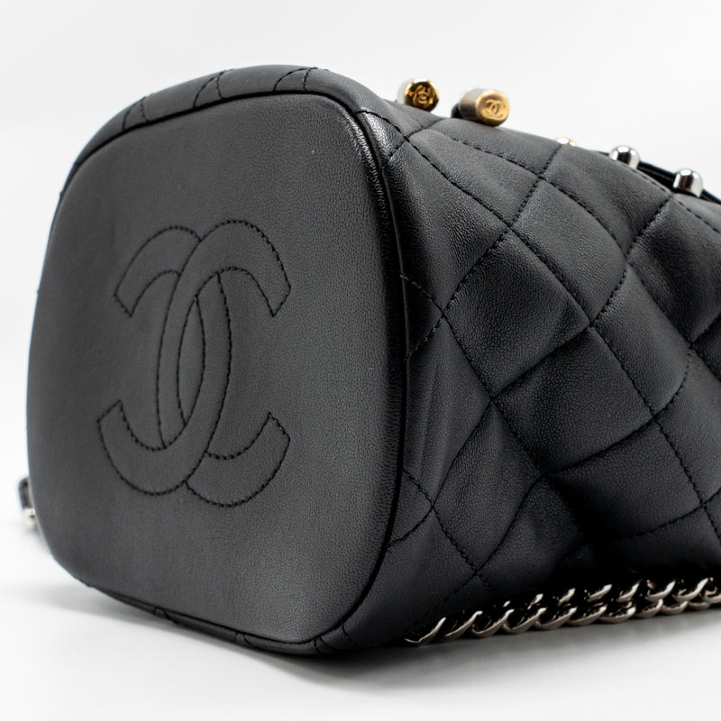 Chanel Quilted Metallic Bubble Backpack Lambskin Black Multicolour Hardware