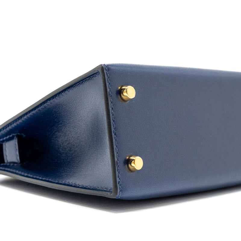 hermes mini kelly II box calfskin blue Saphir GHW stamp U
