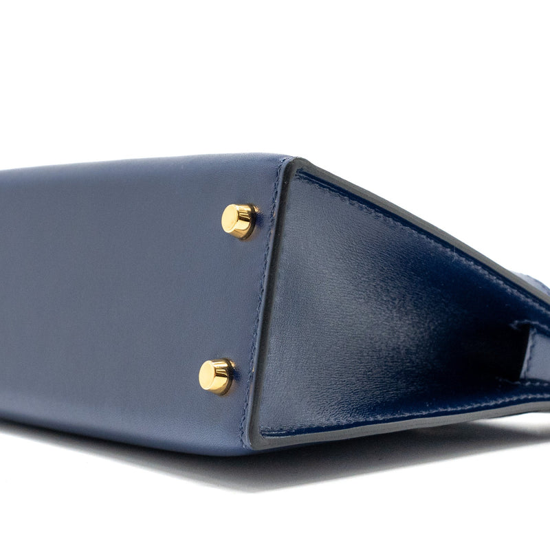 hermes mini kelly II box calfskin blue Saphir GHW stamp U