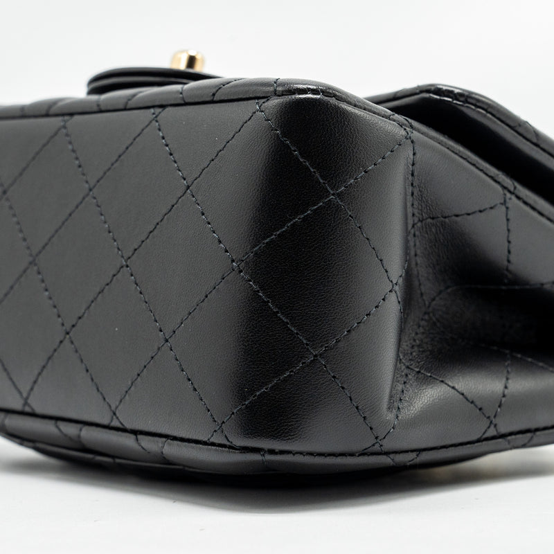 Chanel Mini Square Flap Bag Lambskin Black LGHW (microchip)