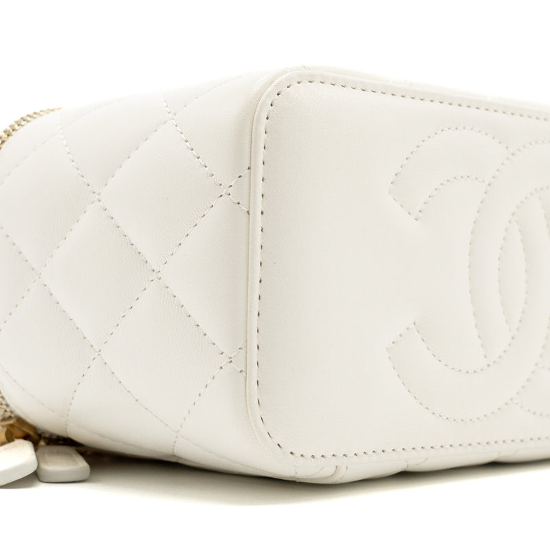 Chanel long vanity with lambskin white GHW (Microchip)