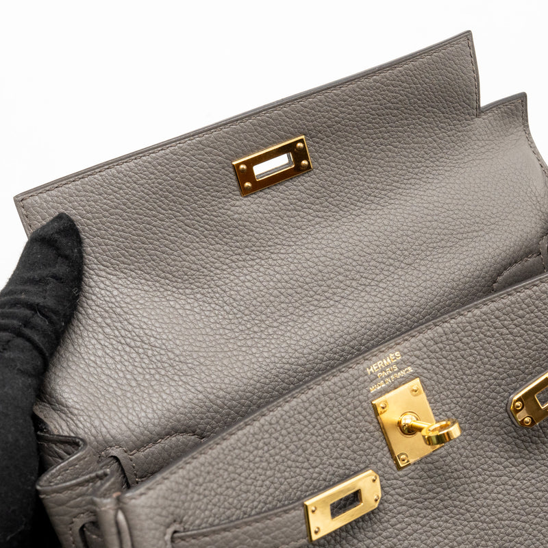 Hermes Kelly 25 togo gris etain GHW stamp Y