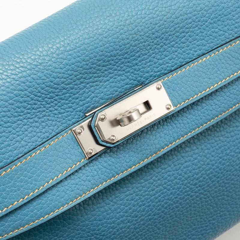 Hermes Shoulder Kelly Clemence Blue Jeans SHW Stamp Square N