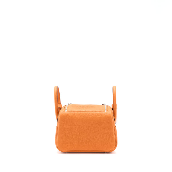 Hermes Mini Lindy Clemence Orange SHW Stamp U