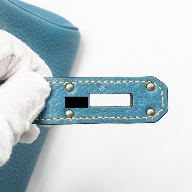 Hermes Shoulder Kelly Clemence Blue Jeans SHW Stamp Square N