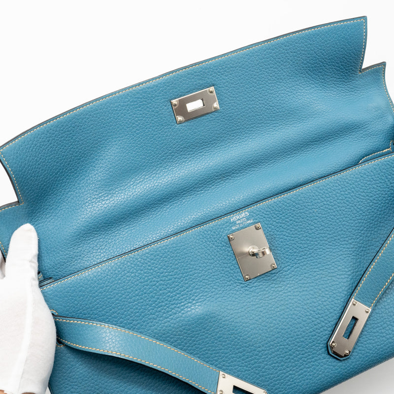 Hermes Shoulder Kelly Clemence Blue Jeans SHW Stamp Square N