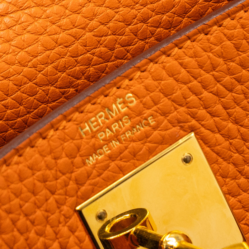 Hermes kelly 28 clemence leather 93 orange GHW stamp X