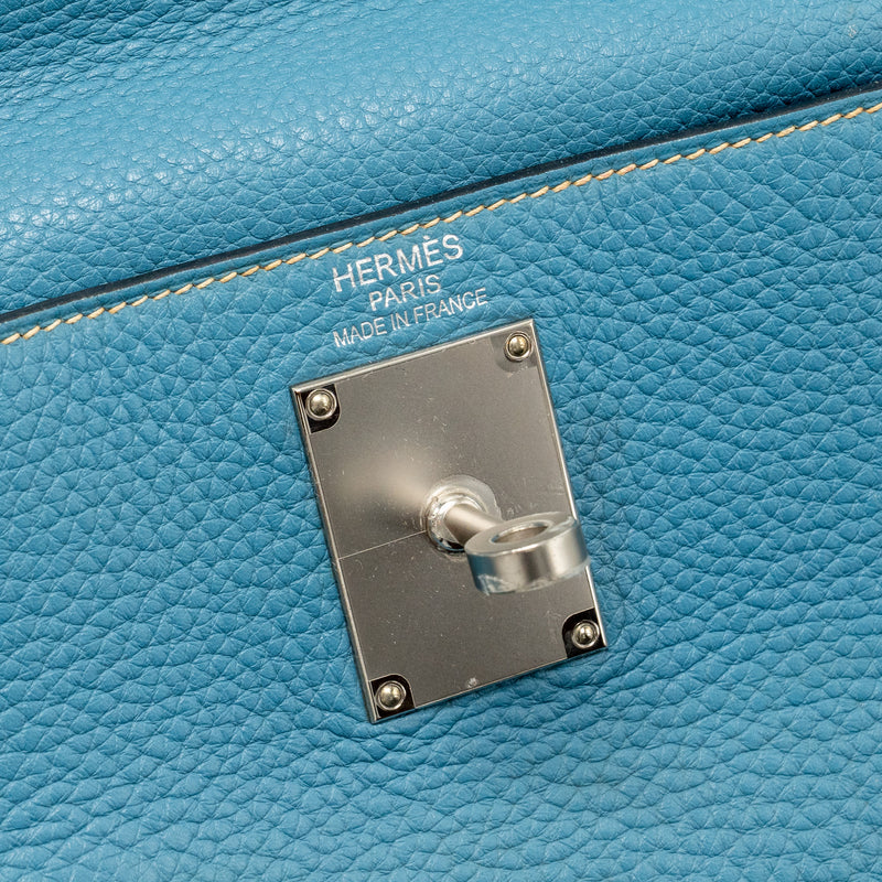 Hermes Shoulder Kelly Clemence Blue Jeans SHW Stamp Square N
