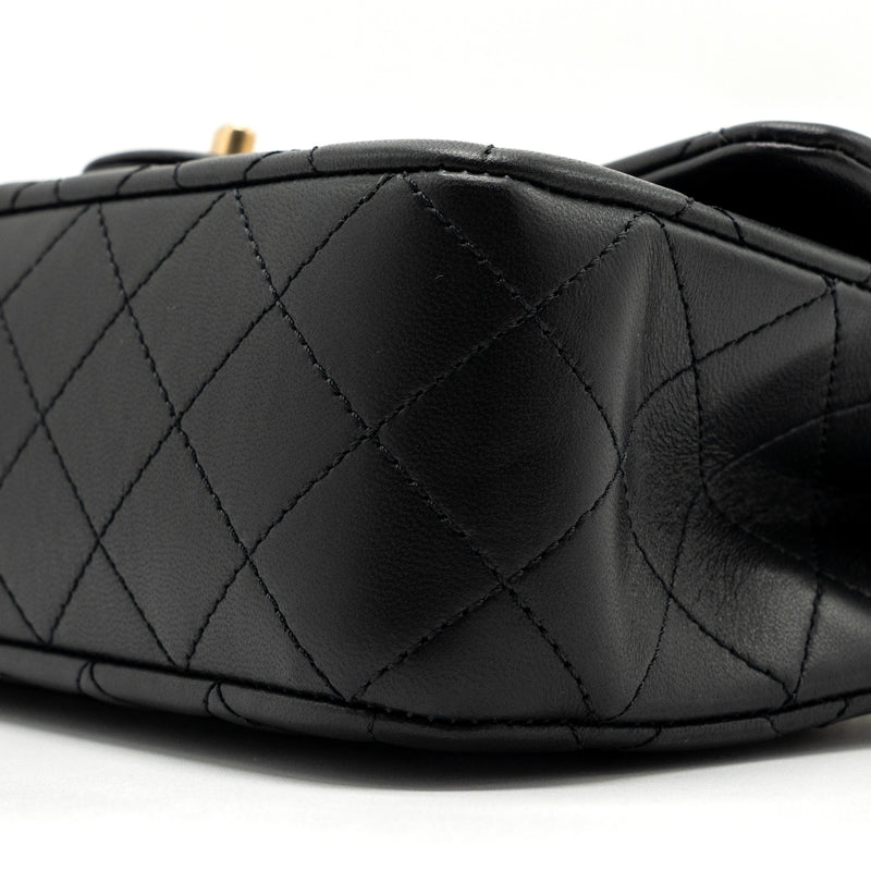 Chanel 23s camellia chain flap bag lambskin black GHW (Mircochip)