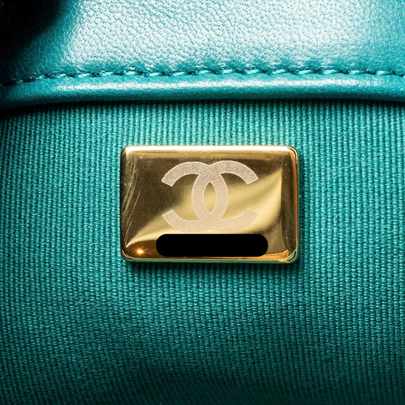Chanel 23A Small CC Hobo Bag with Detailed Chain Lambskin Dark Green GHW (Microchip)
