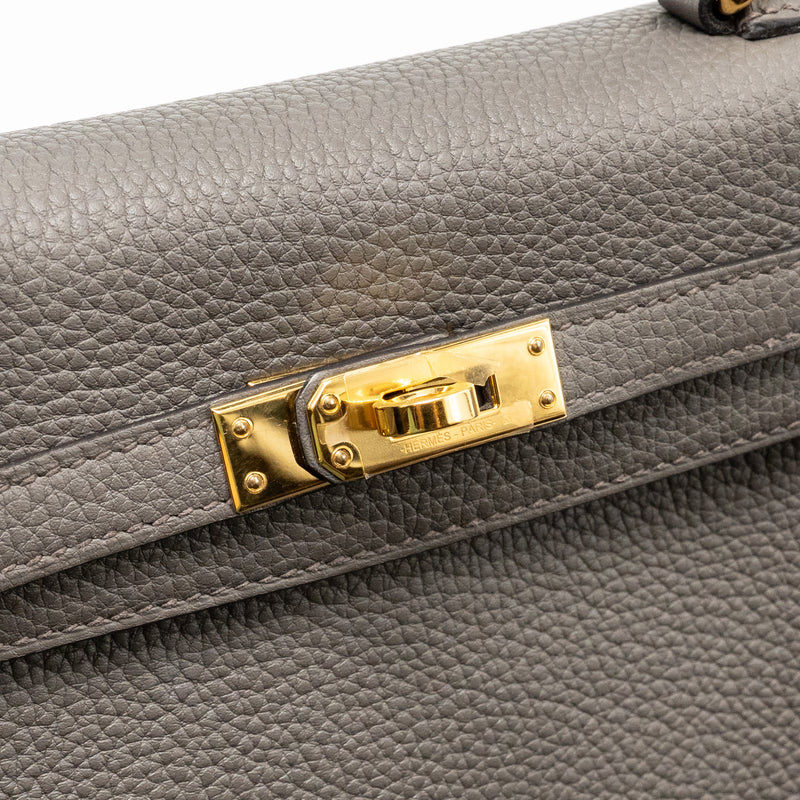 Hermes Kelly 25 togo gris etain GHW stamp Y