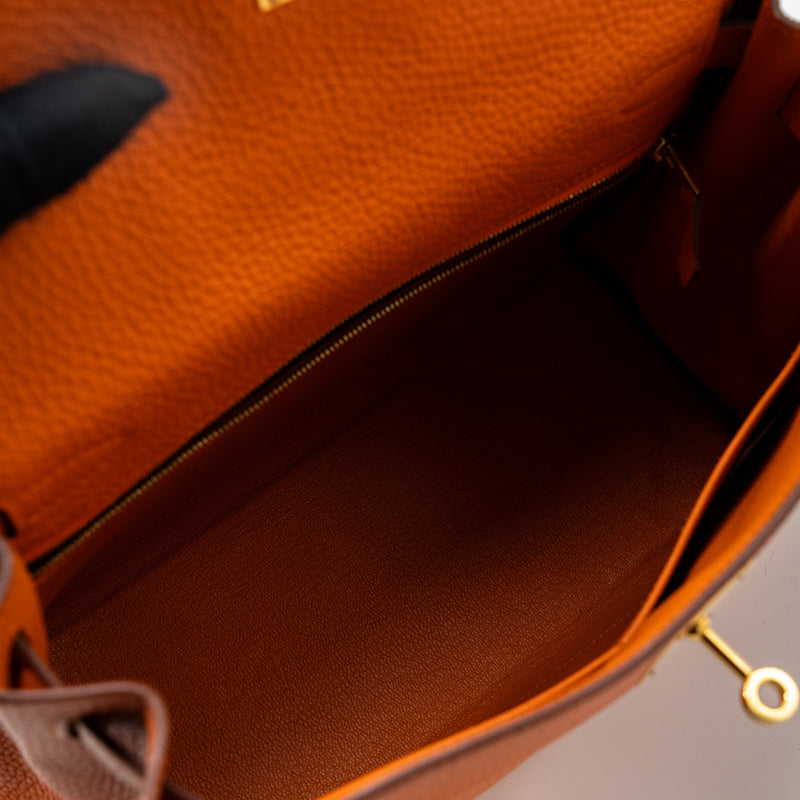 Hermes kelly 28 clemence leather 93 orange GHW stamp X