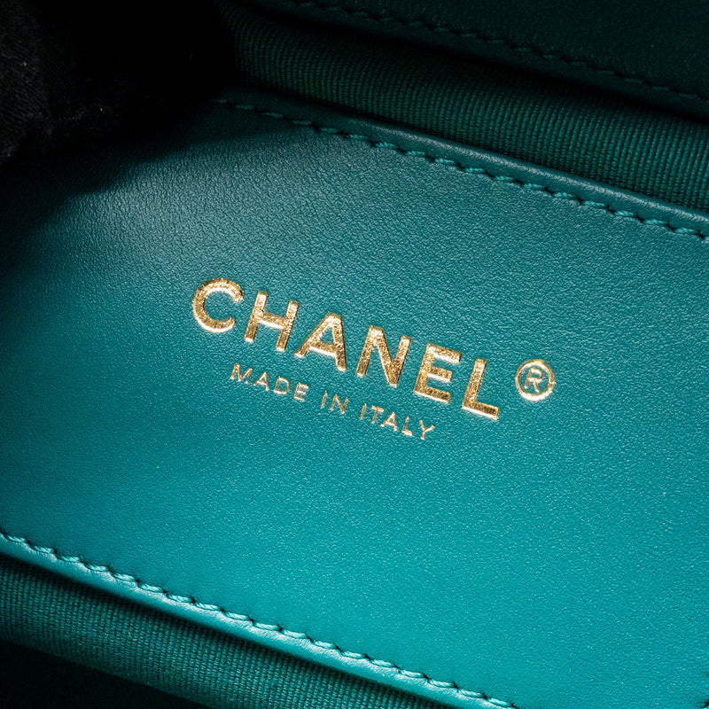 Chanel 23A Small CC Hobo Bag with Detailed Chain Lambskin Dark Green GHW (Microchip)