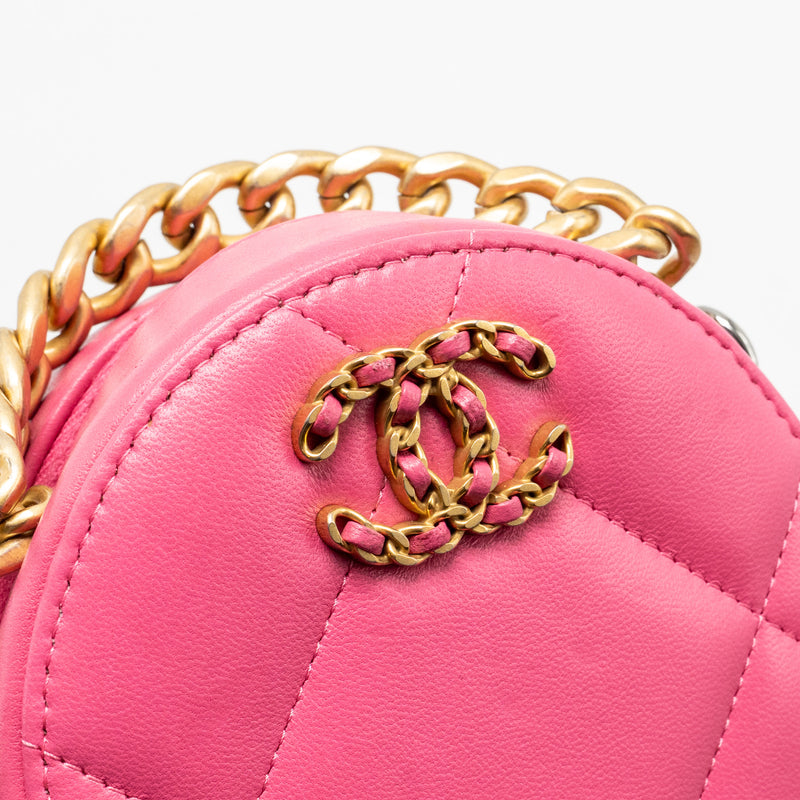 Chanel 19 Round Clutch with Chain Lambskin Pink Multicolour Hardware (Microchip)
