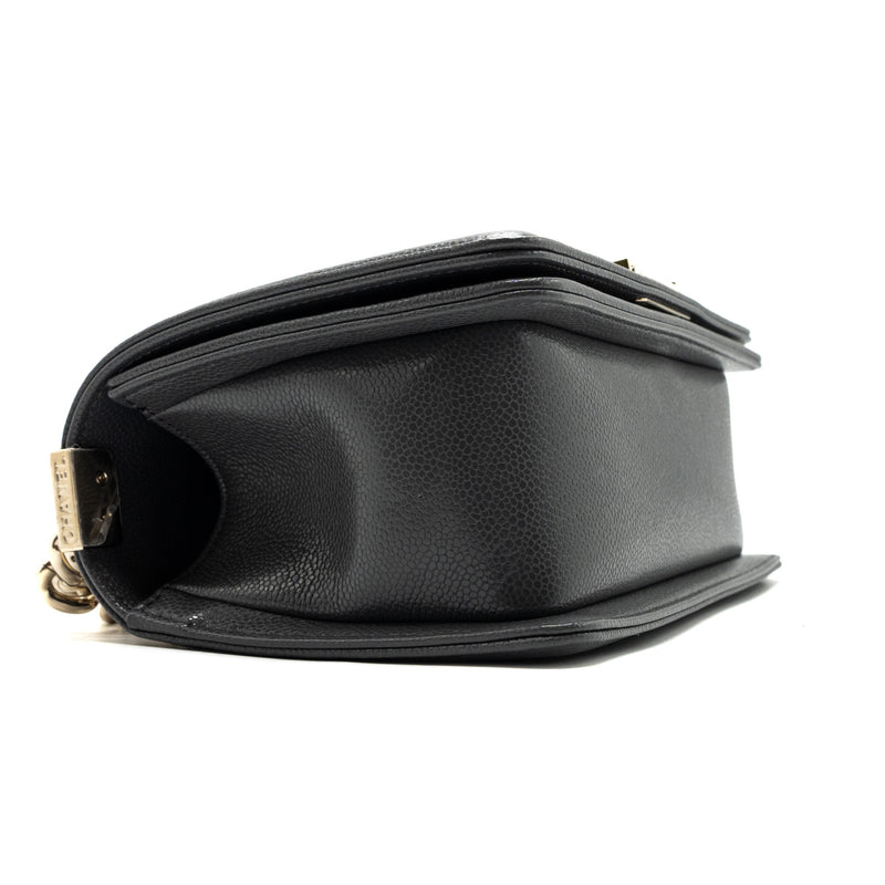 Chanel small boy bag caviar grey LGHW (microchip)