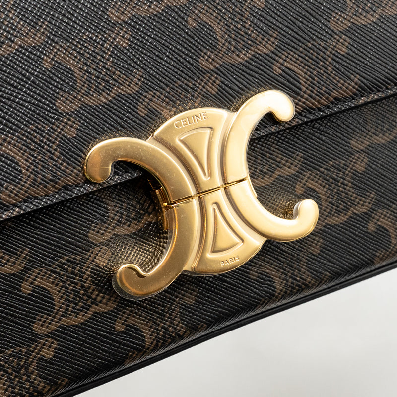 Celine Triomphe Shoulder bag Claude canvas tan GHW
