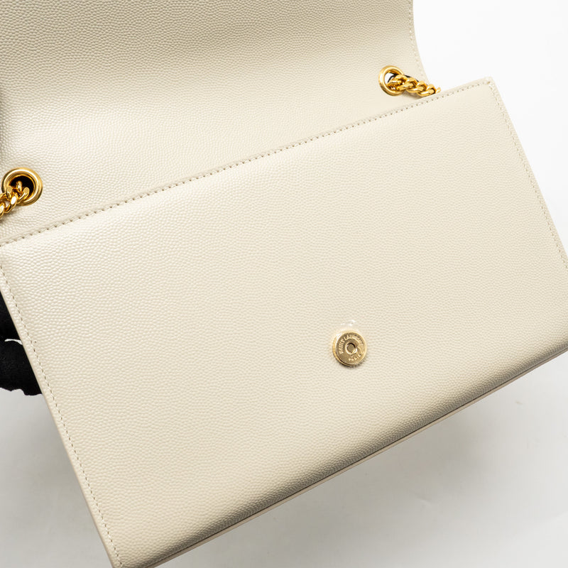 Saint Laurent/YSL Medium Kate Bag Grained Calfskin White GHW