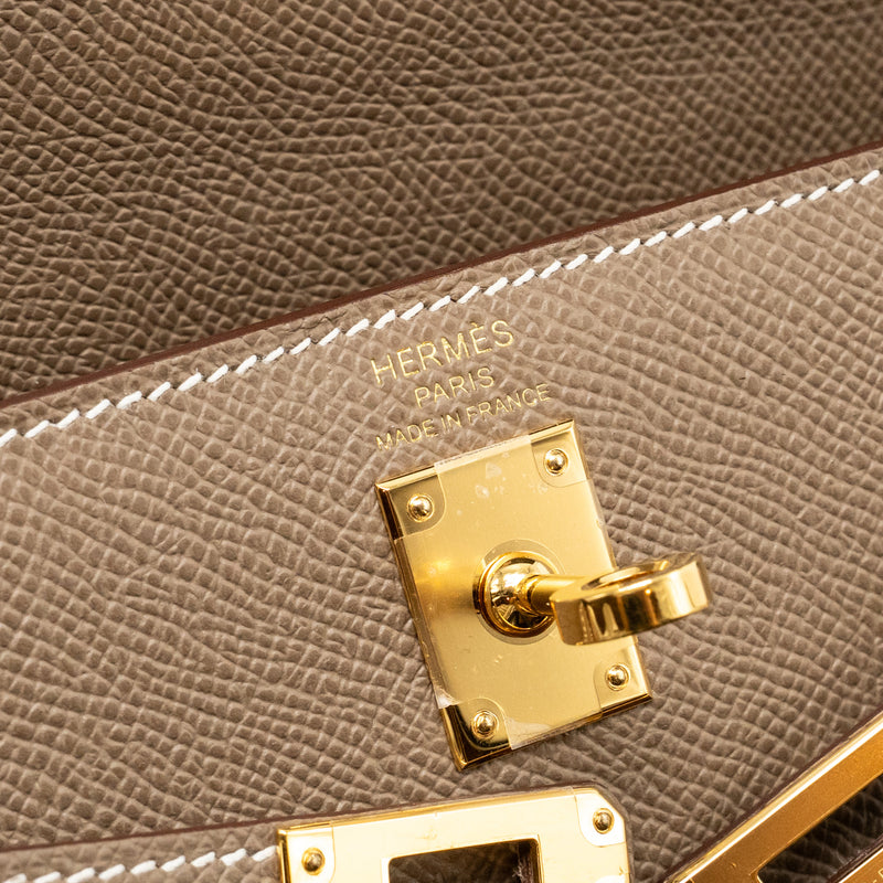 Hermes Kelly 25 Epsom Etoupe GHW Stamp W