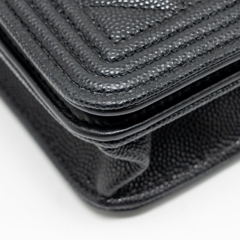 Chanel Boy Wallet on Chain Caviar Black GHW (Microchip)