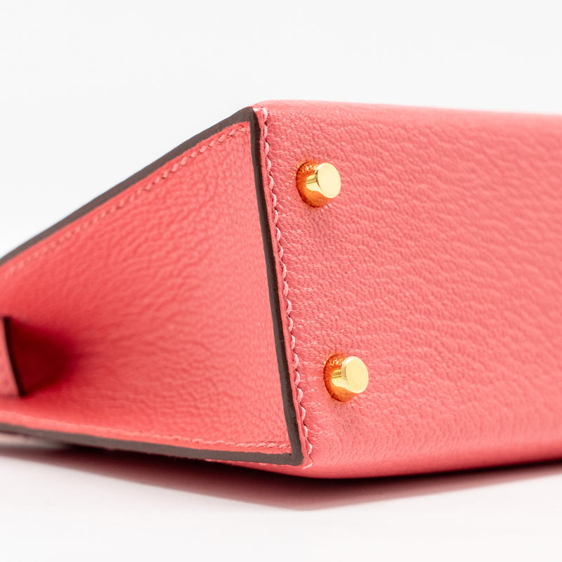Hermes Mini Kelly II Chèvre Mysore Rose Azalee GHW Stamp Y