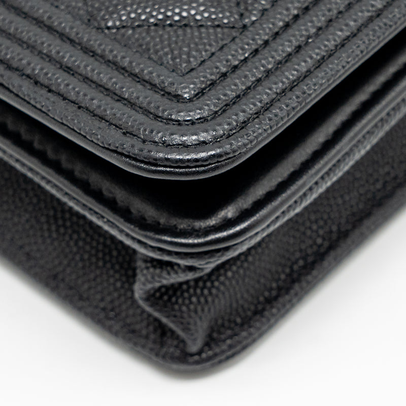 Chanel Boy Wallet on Chain Caviar Black GHW (Microchip)