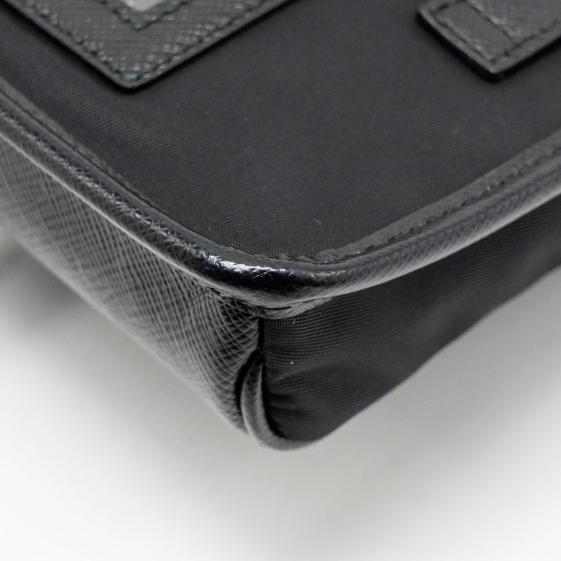 Prada Trimmed Saffiano Phone Case Re-Nylon Black SHW