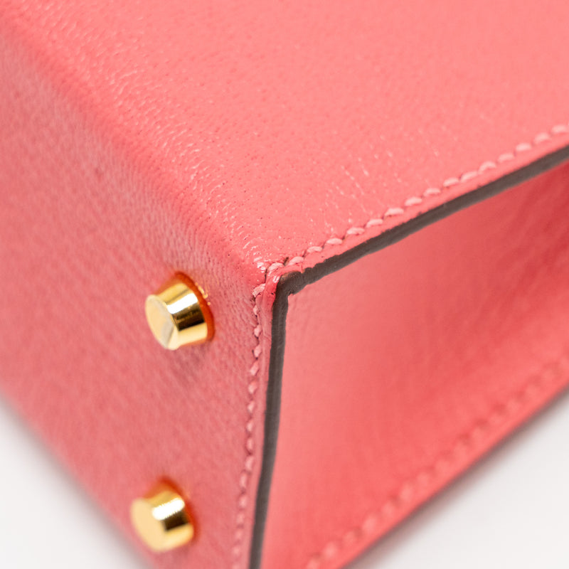 Hermes Mini Kelly II Chèvre Mysore Rose Azalee GHW Stamp Y