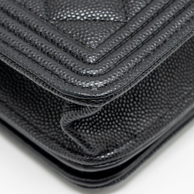 Chanel Boy Wallet on Chain Caviar Black GHW (Microchip)