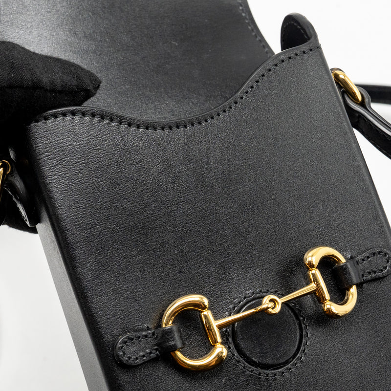 Gucci 1955 Horsebit Mini Crossbody Bag Calfskin Black GHW