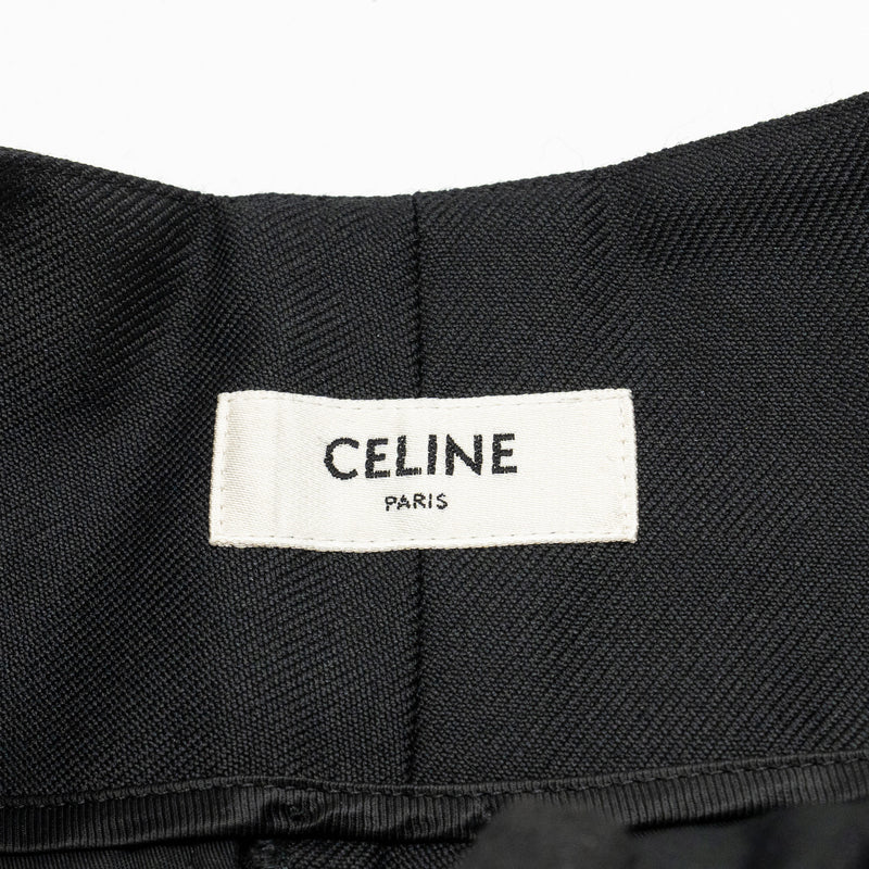 CELINE Size 34 Pantalon Margaret Gabardine Straight Pants Wool/Mohair Black